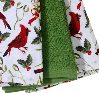 Thumbnail 2: Rockhill Home 3 Pk Christmas Cardinal Kitchen Towels  