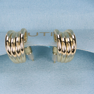 Thumbnail 2: Nautica Gold Plated Ribbed Huggie Hoop Earrings 