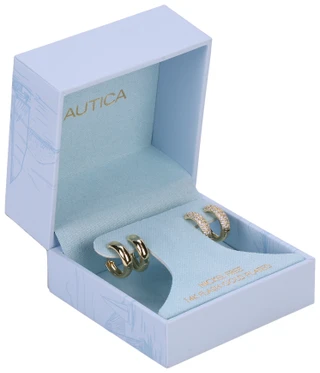 Thumbnail 1: Nautica 2 Pc Gold Plated Hoop Earrings 