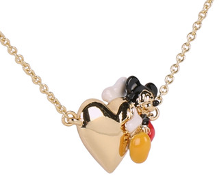 Thumbnail 2: Disney Gold Tone Mickey Mouse Hugging Heart Necklace 