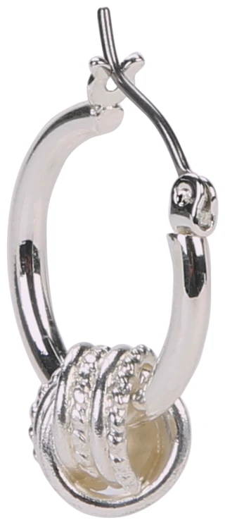 Thumbnail 2: Napier Silver Tone Knot Charm Hoop Earrings 