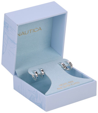 Thumbnail 1: Nautica 2 Pc Silver Plated Hoop Earrings 