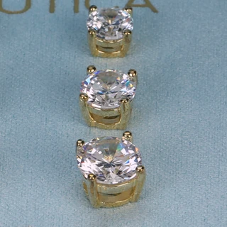 Thumbnail 2: Nautica 3 Pc CZ Gold Plated Graduated Stud Earrings 