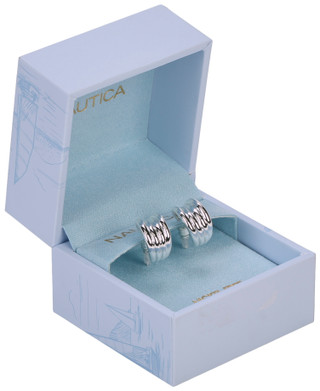 Thumbnail 1: Nautica Silver Plated Ribbed Huggie Hoop Earrings 