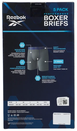 Thumbnail 2: Reebok Men's 5 Pk Performance Boxer Briefs 