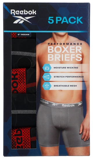 Thumbnail 1: Reebok Men's 5 Pk Performance Boxer Briefs 