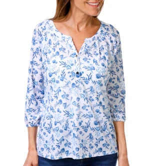 Thumbnail 1: Coral Bay Petite Long Sleeve Waffle Top 