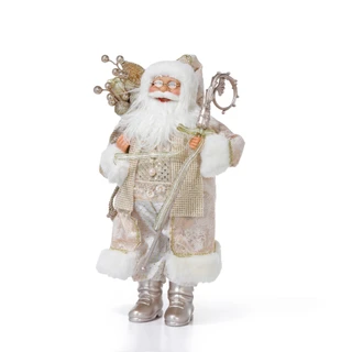 Thumbnail 1: Magical Season 18 in Gold Christmas Santa with Staff & Toy Sack Decor 