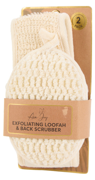 Thumbnail 1: AVA JOY 2 Pk Exfoliating Loofah & Back Scrubber 