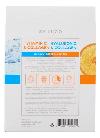 Thumbnail 2: Skin 2.0 10 Pk Brightening & Hydrating Facial Mask Sheets 