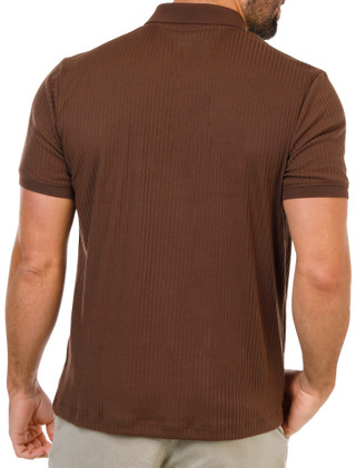 Thumbnail 2: Perry Ellis Men's Short Sleeve Ribbed Zip Polo  