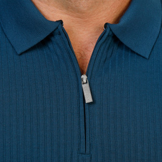 Thumbnail 2: Perry Ellis Men's Short Sleeve Ribbed Zip Polo  