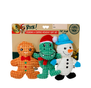 Thumbnail 1: DOGS ROCK 3 Pk Squeak & Cuddle Plush Christmas Dog Toys 