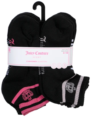 Thumbnail 1: Juicy Couture 8 Pk Logo Quarter Cushioned Socks  