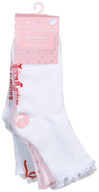 Thumbnail 1: Juicy Couture 6 Pk Ruffle Bow Heart Crew Socks  