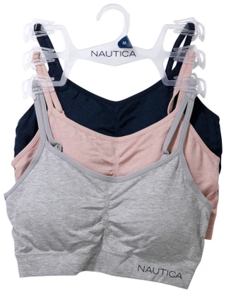 Thumbnail 1: Nautica Women's 3 Pk Seamless Heather Bralettes 