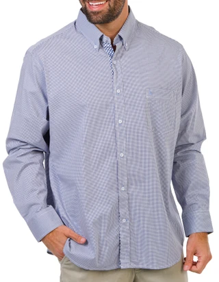 Thumbnail 1: TAILORBYRD Men's Gingham Print Button Down Dress Shirt  