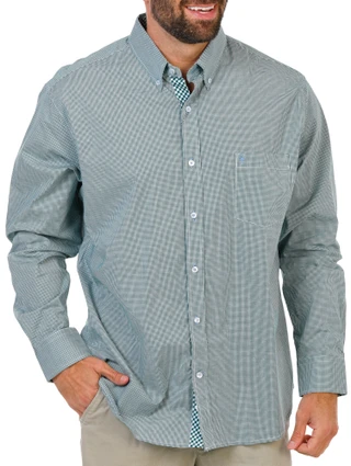Thumbnail 1: TAILORBYRD Men's Gingham Print Button Down Dress Shirt  