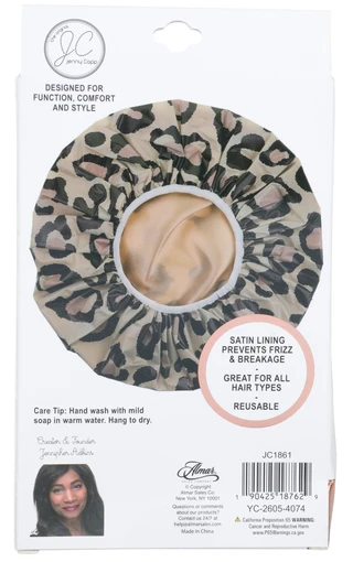 Thumbnail 2: Jenny Capp Animal Print Satin Lined Shower Cap 