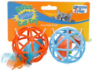 Thumbnail 1: BOUNCE & POUNCE 2 Pk Chase Rattle & Roll Cat Toys  