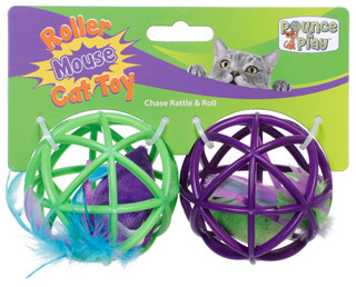 Thumbnail 2: BOUNCE & POUNCE 2 Pk Chase Rattle & Roll Cat Toys  
