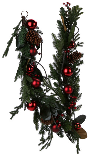 Thumbnail 1: Supreme Silk 5 Ft Berry Pinecone Magnolia Leaf Christmas Garland 