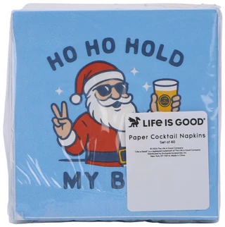 Thumbnail 2: Life is Good 40 Pk Santa Hold My Beer Christmas Cocktail Napkins 