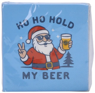 Thumbnail 1: Life is Good 40 Pk Santa Hold My Beer Christmas Cocktail Napkins 