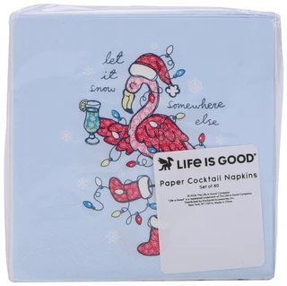Thumbnail 2: Life is Good 40 Pk Merry Flamingo Christmas Cocktail Napkins 