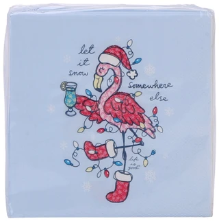 Thumbnail 1: Life is Good 40 Pk Merry Flamingo Christmas Cocktail Napkins 