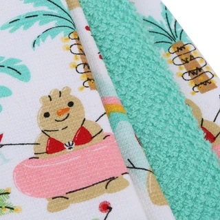 Thumbnail 2: Rockhill Home 3 Pk Tropical Snowman Christmas Kitchen Towels 