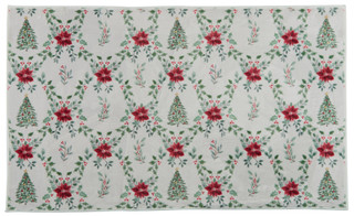 Thumbnail 1: Bells & Mistletoe 27x45 Christmas Poinsettia Washable Decorative Accent Rug 