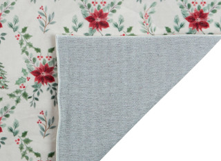 Thumbnail 2: Bells & Mistletoe 27x45 Christmas Poinsettia Washable Decorative Accent Rug 