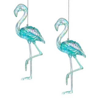 Thumbnail 1: Magical Season 2-Piece Iridescent Flamingo Ornament Set 