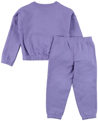 Thumbnail 2: Adidas Little Girl's Floral Logo Crewneck Jogger Set  