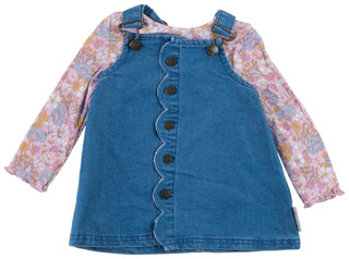 Thumbnail 1: Hunter Toddler Girl's 2 Pc Long Sleeve Jumper Print Denim Dress 