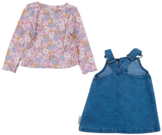 Thumbnail 3: Hunter Toddler Girl's 2 Pc Long Sleeve Jumper Print Denim Dress 