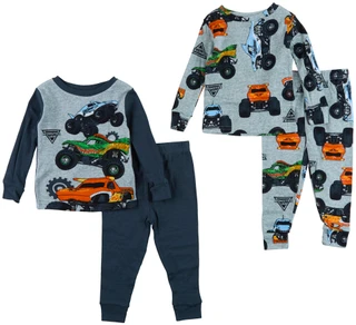 Thumbnail 1: Monster Jam Toddler Boy's 3 Pc Long Sleeve Pant Print Sleep Set  
