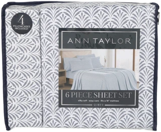 Thumbnail 1: Ann Taylor 6 Pc Deco Leaf Queen Sheet Set 