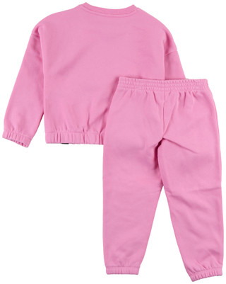 Thumbnail 2: Adidas Little Girl's Bow Logo Crewneck Jogger Set  