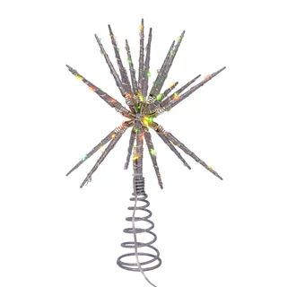 Thumbnail 4: Kurt Adler 12 " RGB LED Silver Glitter Starburst Tree Topper 
