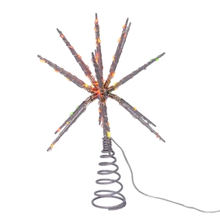 Thumbnail 5: Kurt Adler 12 " RGB LED Silver Glitter Starburst Tree Topper 