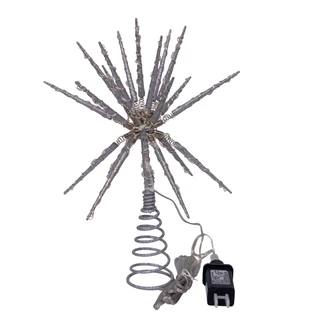 Thumbnail 6: Kurt Adler 12 " RGB LED Silver Glitter Starburst Tree Topper 