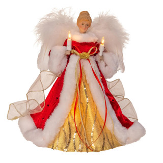 Thumbnail 1: Kurt Adler Kurt Adler 10" 10L Red & Gold Angel Tree Topper 