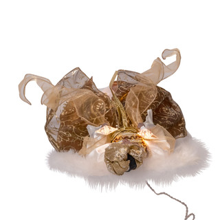 Thumbnail 3: Kurt Adler 16" 10L Ivory & Gold African American Angel Tree Topper 
