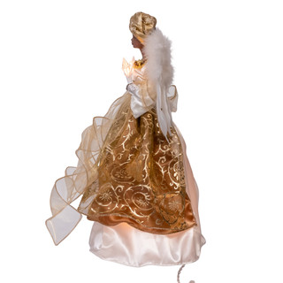Thumbnail 4: Kurt Adler 16" 10L Ivory & Gold African American Angel Tree Topper 