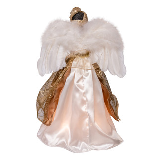 Thumbnail 5: Kurt Adler 16" 10L Ivory & Gold African American Angel Tree Topper 