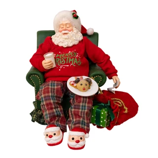 Thumbnail 1: Kurt Adler 8 in. Fabriché Mistletoe Sleeping Santa Table Piece 