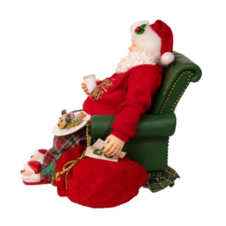 Thumbnail 2: Kurt Adler 8 in. Fabriché Mistletoe Sleeping Santa Table Piece 