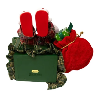 Thumbnail 5: Kurt Adler 8 in. Fabriché Mistletoe Sleeping Santa Table Piece 